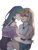 Size: 1536x2048 | Tagged: safe, artist:xuemiaoxiaoxiannu, applejack, rainbow dash, human, g4, bare shoulders, duo, duo female, ear piercing, earring, female, humanized, jewelry, lesbian, looking at each other, looking at someone, necklace, piercing, ship:appledash, shipping, simple background, smiling, white background