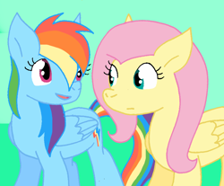 Size: 866x716 | Tagged: safe, artist:cmara, fluttershy, rainbow dash, pegasus, pony, g4, duo, female, gradient background