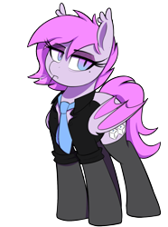 Size: 1283x1729 | Tagged: safe, artist:thebatfang, oc, oc only, oc:snake eyes, bat pony, pony, bat pony oc, clothes, eyebrows, eyebrows visible through hair, necktie, simple background, smoking, socks, solo, stockings, thigh highs, transparent background