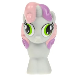 Size: 600x600 | Tagged: safe, sweetie belle, pony, unicorn, g4, derp, funny, horn, looking at you, merchandise, photo, simple background, solo, standing, sweetie derp, toy, white background