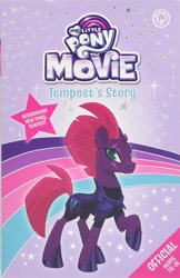 Size: 972x1500 | Tagged: dead source, safe, tempest shadow, pony, unicorn, g4, my little pony: the movie, official, book, book cover, broken horn, concave belly, cover, cute, eye scar, facial scar, female, horn, mare, merchandise, my little pony logo, official book, orchard books, pretty pretty tempest, raised hoof, scar, slender, smiling, solo, tempest's story, tempestbetes, text, thin, when she smiles