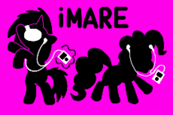 Size: 708x469 | Tagged: safe, artist:cutehorseprions, dj pon-3, pinkie pie, vinyl scratch, earth pony, pony, unicorn, g4, dancing, earbuds, female, horn, ipod, magic, magic aura, mare, purple background, silhouette, simple background