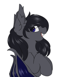 Size: 1260x1560 | Tagged: safe, artist:snowstormbat, oc, oc only, oc:midnight blitz, pony, undead, vampire, vampony, black, ear fluff, fangs, gray, simple background, solo, standing, transparent background, wings