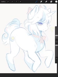 Size: 998x1331 | Tagged: safe, artist:houndkisses, oc, unicorn, art program in frame, female, horn, mare, procreate app, smiling, solo, unicorn oc