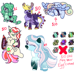 Size: 1280x1280 | Tagged: safe, oc, alicorn, earth pony, pegasus, pony, adoptable, adoptable open, batch, open, open adoptable