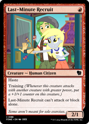 Size: 375x523 | Tagged: safe, edit, derpy hooves, sandalwood, equestria girls, g4, my little pony equestria girls: legend of everfree, arrow, camp everfree outfits, ccg, magic the gathering, trading card, trading card edit, trading card game