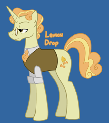 Size: 2192x2480 | Tagged: safe, artist:queertrixie, derpibooru exclusive, oc, oc only, oc:lemon drop, unicorn, fanfic:something sweet to bite, clothes, horn, male, solo, stallion