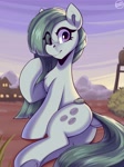 Size: 3500x4700 | Tagged: safe, artist:shadowreindeer, boulder (g4), marble pie, earth pony, pony, g4, boulder, butt, dock, eye clipping through hair, female, mare, plot, rear view, signature, solo, tail