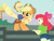 Size: 4252x3250 | Tagged: safe, alternate version, artist:gmaplay, apple bloom, applejack, earth pony, human, pony, equestria girls, g4, apple bloom's bow, applejack's hat, ass, bloom butt, bow, butt, cowboy hat, female, hair bow, hat, human ponidox, humans riding ponies, riding, self paradox, self ponidox, trio