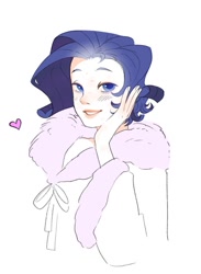 Size: 1011x1378 | Tagged: safe, artist:aztrial, rarity, human, g4, alternate hairstyle, clothes, cute, dressing gown, female, grin, heart, humanized, raribetes, robe, simple background, smiling, solo, white background