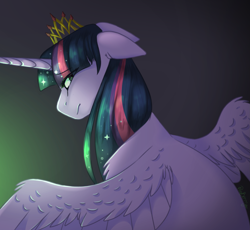 Size: 2551x2350 | Tagged: safe, artist:pixelberrry, twilight sparkle, alicorn, pony, g4, crown, floppy ears, gradient background, jewelry, regalia, solo, twilight sparkle (alicorn)