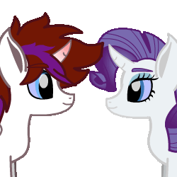 Size: 250x250 | Tagged: safe, artist:sp3ctrum-ii, rarity, oc, oc:softdash, alicorn, unicorn, animated, boop, commission, gif, horn, noseboop, simple background, sticker, transparent background