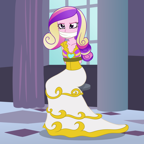 3324129 - safe, artist:nie-martw-sie-o-mnie, dean cadance, princess cadance,  queen chrysalis, human, a canterlot wedding, equestria girls, g4, my little  pony: friendship is magic, bondage, bound and gagged, bride, cloth gag,  clothes, damsel