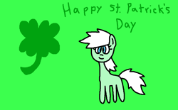 Size: 1158x717 | Tagged: safe, artist:the-rainbow-nigga420, minty (g1), earth pony, pony, g1, g4, clover, female, four leaf clover, g1 to g4, generation leap, green background, happy st. patrick's day, mare, shamrock, simple background, smiling, solo
