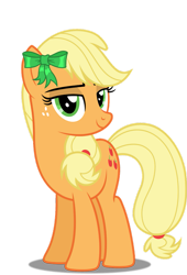 Size: 749x1102 | Tagged: safe, artist:lizzmcclin, applejack, earth pony, pony, g4, female, holiday, mare, ribbon, saint patrick's day, simple background, solo, transparent background