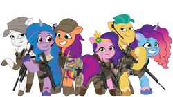 Size: 1280x720 | Tagged: safe, artist:edy_january, artist:prixy05, edit, vector edit, hitch trailblazer, izzy moonbow, misty brightdawn, pipp petals, sunny starscout, zipp storm, earth pony, pegasus, pony, unicorn, g5, my little pony: tell your tale, ar-15, armor, assault rifle, battle rifle, body armor, boots, call of duty, call of duty: warzone, camouflage, captain price, carbine, clothes, combat knife, delta forces, equipment, flak jacket, fn fal, gears, glock, glock 17, gloves, group, gun, handgun, hat, horn, knife, m1911, m4a1, mane five, mane six (g5), mcx, military, military pony, military uniform, mpx, pistol, radio, rebirth misty, rifle, scarf, shirt, shoes, showcase, simple background, sniper, sniper rifle, soldier, soldier pony, soldiers, special forces, submachinegun, tactical, tactical squad, tactical vest, tank top, task forces 141, transparent background, uniform, uniform hat, united kingdom, united states, vector, vest, weapon, xm7