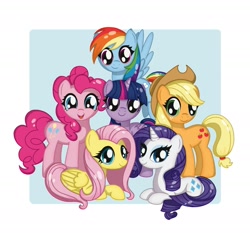 Size: 1991x1858 | Tagged: safe, artist:mrshmllwkitty, applejack, fluttershy, pinkie pie, rainbow dash, rarity, twilight sparkle, alicorn, earth pony, pegasus, pony, unicorn, g4, cute, dashabetes, diapinkes, female, horn, jackabetes, mane six, passepartout, raribetes, shyabetes, simple background, smiling, twiabetes, twilight sparkle (alicorn), white background