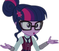 Size: 2920x2520 | Tagged: safe, edit, edited screencap, editor:homersimpson1983, screencap, sci-twi, twilight sparkle, human, equestria girls, g4, my little pony equestria girls: friendship games, background removed, clothes, crystal prep academy uniform, female, glasses, not a vector, school uniform, simple background, solo, transparent background