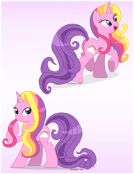 Size: 2158x2791 | Tagged: safe, artist:lullapiies, rainbow flash (g4), pony, unicorn, g4, butt, female, gradient background, horn, mare, plot, solo