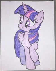 Size: 595x756 | Tagged: safe, artist:lullapiies, twilight sparkle, alicorn, pony, g4, cute, folded wings, solo, traditional art, twiabetes, twilight sparkle (alicorn), wings