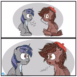 Size: 3072x3072 | Tagged: safe, artist:juniverse, oc, oc only, oc:autumn rosewood, oc:dreaming star, bat pony, bat pony unicorn, hybrid, pegasus, pony, unicorn, bitten, colored sketch, comic, commission, dissociating, doodle, duo, funny, horn, meme, simple background, sketch, wat, white background
