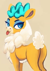 Size: 634x900 | Tagged: safe, artist:ponsce, velvet (tfh), deer, reindeer, them's fightin' herds, :3, butt, community related, looking back, plot, solo, tongue out
