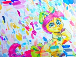 Size: 2048x1542 | Tagged: safe, artist:avui, posey bloom, earth pony, pony, g5, bow, hair bow, sketch, tail, tail bow, traditional art