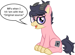Size: 1927x1411 | Tagged: safe, artist:jaye, oc, oc only, oc:anchor point, goat, hybrid, pony, g4, glasses, show accurate, simple background, smug, solo, transparent background, vector