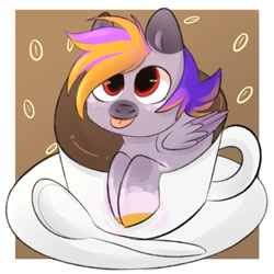 Size: 1280x1280 | Tagged: safe, oc, oc:supernova, pegasus, pony, :p, cup, cup of pony, micro, solo, tongue out