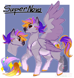 Size: 1140x1190 | Tagged: safe, oc, oc only, oc:supernova, pegasus, pony, passepartout, raised hoof, solo, watermark