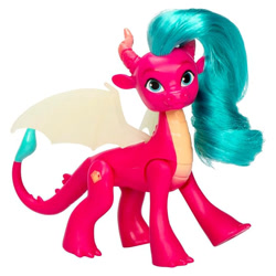 Size: 709x709 | Tagged: safe, blaize skysong, dragon, g5, brushable, concave belly, cute, dragoness, female, glow in the dark, long mane, quadrupedal, scaled underbelly, simple background, slender, solo, thin, toy, white background