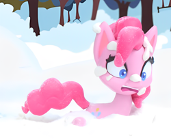 Size: 1318x1082 | Tagged: safe, edit, edited screencap, screencap, pinkie pie, earth pony, pony, g4.5, ice and slice, my little pony: stop motion short, cute, funny, shocked, snow, solo