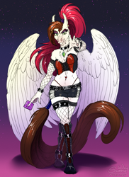 Size: 1163x1600 | Tagged: safe, artist:sunny way, oc, oc:sunny way, horse, pegasus, anthro, anthro horse, art, artwork, bitch, boots, clothes, collar, condom, corset, digital art, female, heat, hot, hungry, makeup, mare, mine, outfit, prostitution, shoes, solo, stockings, thigh highs, whore