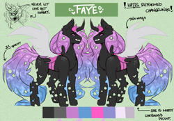 Size: 5600x3900 | Tagged: safe, artist:dejji_vuu, oc, oc:faye, changeling, female, purple changeling, reference sheet, solo