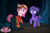 Size: 2268x1484 | Tagged: safe, artist:muhammad yunus, oc, oc only, oc:annisa trihapsari, oc:violetta cuddles belle, earth pony, pony, unicorn, series:the guardian of leadership, base used, butt, cave, clothes, duo, duo female, female, generator rex, glowing, glowing eyes, goggles, goggles on head, happy, heart, horn, jacket, open mouth, plot, ponytail, rex salazar, simple background, watermark
