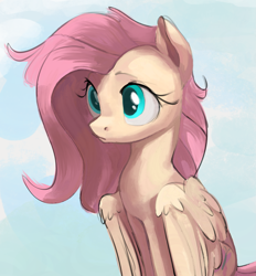 Size: 2637x2838 | Tagged: safe, artist:dotkwa, fluttershy, pegasus, pony, bust, female, high res, mare, messy mane, solo
