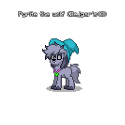 Size: 400x400 | Tagged: safe, oc, oc only, pony, wolf, wolf pony, pony town, 2d, fangs, fluffy, gray body, gray eyes, hat, heart, locket, mute, simple background, solo, standing, transparent background, witch hat