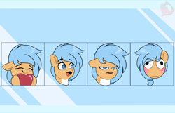 Size: 3600x2324 | Tagged: safe, artist:joaothejohn, oc, oc:iva, earth pony, pegasus, pony, blushing, bruh, commission, cute, earth pony oc, emoji, emotes, expressions, heart, lidded eyes, male, multicolored hair, open mouth, pegasus oc, poggers, shy, smiling, solo, ych result
