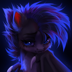 Size: 4000x4000 | Tagged: safe, artist:unt3n, oc, bat pony, pony, bust, fangs, looking at you, signature, sketch, solo