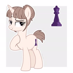 Size: 2048x2048 | Tagged: safe, artist:monsieurcapgras, pony, unicorn, chess piece, euphoria (visual novel), female, gray background, hair bun, horn, mare, nemu manaka, ponified, simple background, solo