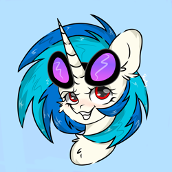 Size: 3072x3072 | Tagged: safe, artist:starkey, dj pon-3, vinyl scratch, pony, unicorn, g4, bust, chest fluff, ear fluff, horn, portrait, smiling, smirk, spectacles, vinyl's glasses