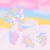 Size: 1000x1000 | Tagged: safe, artist:peaceandlove26, oc, oc only, oc:dreamie (webkinzworldz), alicorn, ahoge, alicorn oc, big eyes, blank flank, blaze (coat marking), cheek fluff, cloud, coat markings, colored eartips, colored horn, colored teeth, colored wings, crescent moon, dots, double tail, ear fluff, ear tufts, facial markings, horn, leg fluff, leonine tail, long horn, lying down, lying on a cloud, moon, multicolored eyes, multicolored wings, multiple tails, neck fluff, nonbinary, nonbinary oc, on a cloud, open mouth, open smile, profile, sharp teeth, sitting, sitting on a cloud, sky background, smiling, solo, stars, striped horn, tail, tail fluff, teeth, transgender, transgender oc, two tails, white coat, wingding eyes, wings