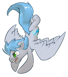 Size: 1063x1200 | Tagged: oc name needed, safe, artist:atryl, oc, oc only, pegasus, pony, angry, chest fluff, flying, male, open mouth, solo, stallion