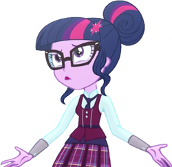 Size: 2588x2520 | Tagged: safe, edit, edited screencap, editor:mrtoonlover83, screencap, sci-twi, twilight sparkle, human, equestria girls, g4, my little pony equestria girls: friendship games, background removed, clothes, crystal prep academy uniform, female, glasses, necktie, not a vector, school tie, school uniform, schoolgirl, simple background, solo, transparent background