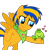 Size: 1520x1520 | Tagged: safe, artist:mlpfan3991, oc, oc only, oc:flare spark, oc:ribbert, frog, pegasus, pony, g4, bandana, bipedal, female, leap day, male, pet, simple background, solo, transparent background