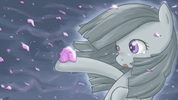 Size: 1920x1080 | Tagged: dead source, safe, artist:speccysy, marble pie, earth pony, pony, g4, crying, female, gem, mare, solo, wallpaper, windswept mane
