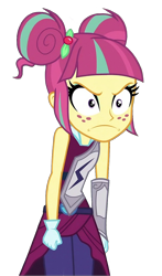 Size: 766x1300 | Tagged: safe, edit, edited screencap, screencap, sour sweet, human, equestria girls, g4, my little pony equestria girls: friendship games, angry, background removed, bare shoulders, looking at something, png, shadowbolts, simple background, sleeveless, solo, transparent background