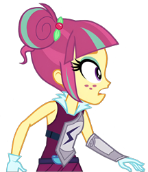 Size: 1147x1327 | Tagged: safe, edit, edited screencap, screencap, sour sweet, human, equestria girls, g4, my little pony equestria girls: friendship games, background removed, bare shoulders, expression, png, shadowbolts, simple background, sleeveless, solo, transparent background