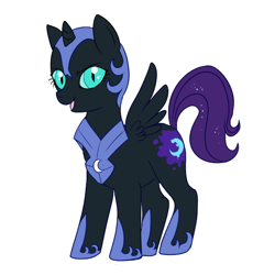 Size: 550x550 | Tagged: safe, artist:lulubell, oc, oc only, oc:nyx, alicorn, pony, fanfic:past sins, g4, alicorn oc, clothes, costume, fanfic art, horn, nightmare nyx, painted cutie mark, simple background, solo, white background, wings