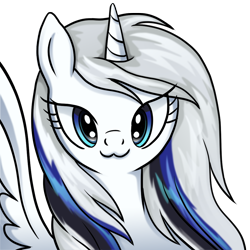 Size: 1000x1000 | Tagged: safe, artist:drawponies, oc, oc only, oc:rocky harmony, alicorn, pony, :3, alicorn oc, bust, horn, looking at you, portrait, simple background, solo, transparent background, wings